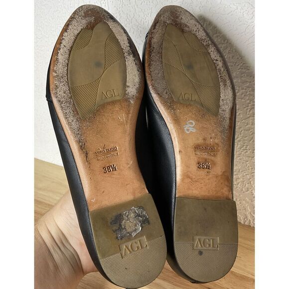 AGL Italy Women's Pointed Venetian Loafer Size 8,5 Black‎ Leather Slip On Loafer - Picture 8 of 12